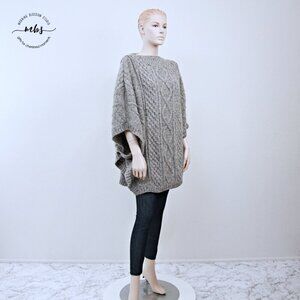 Fox Run Vintage Wool Long Cable Knit‎ Sweater Tunic Gray Women M